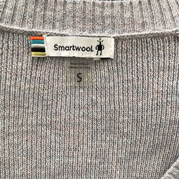 Smartwool Lilac Gray Striped V Neck Long Sleeve Stretch Knit Pullover Top - S - Picture 10 of 10